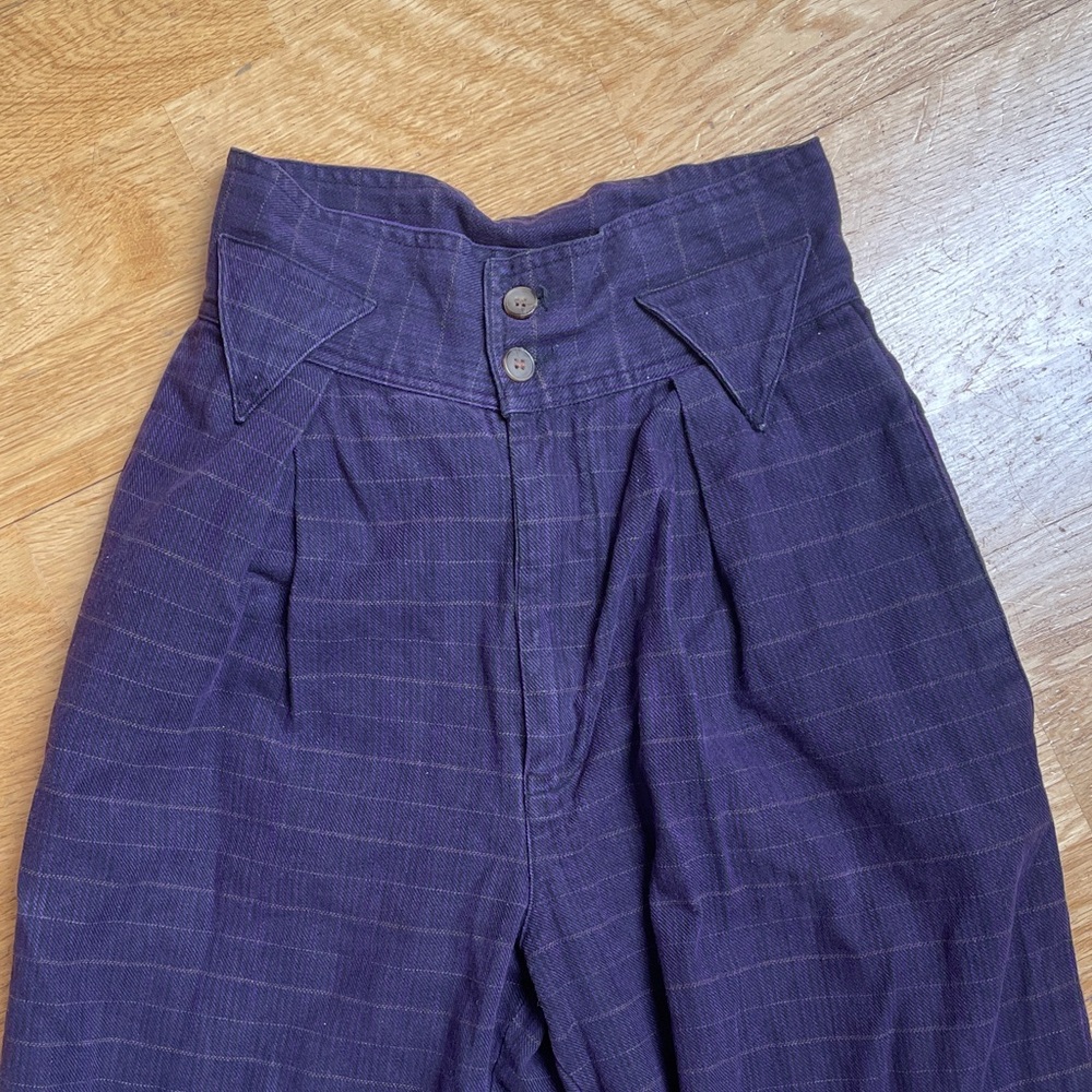 Vintage 80s cotton plaid pants, small